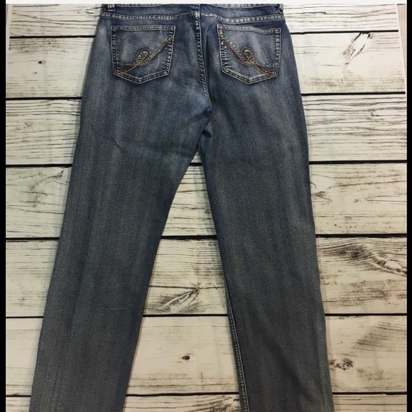 Sapphire Red Embellished Blue Jeans Size 15/16 - Picture 4 of 8